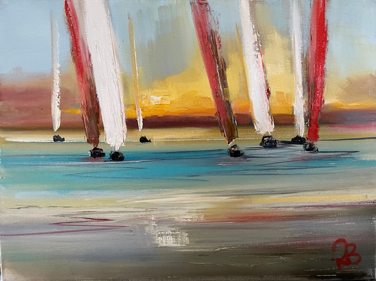'Sails against a sunset ' by artist Rosanne Barr