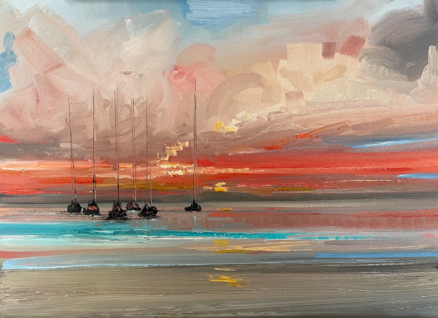 'Yachts against a fading sunset' by artist Rosanne Barr