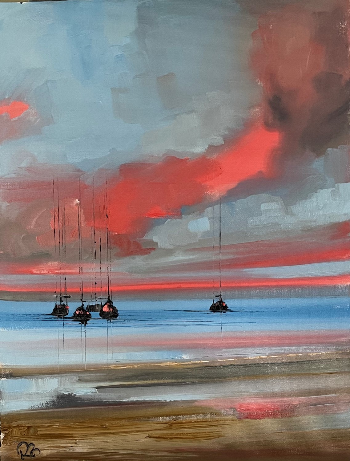 'Pink sky, blue shore' by artist Rosanne Barr