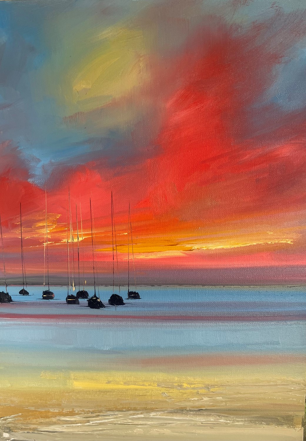 'Eight docked at sunset ' by artist Rosanne Barr