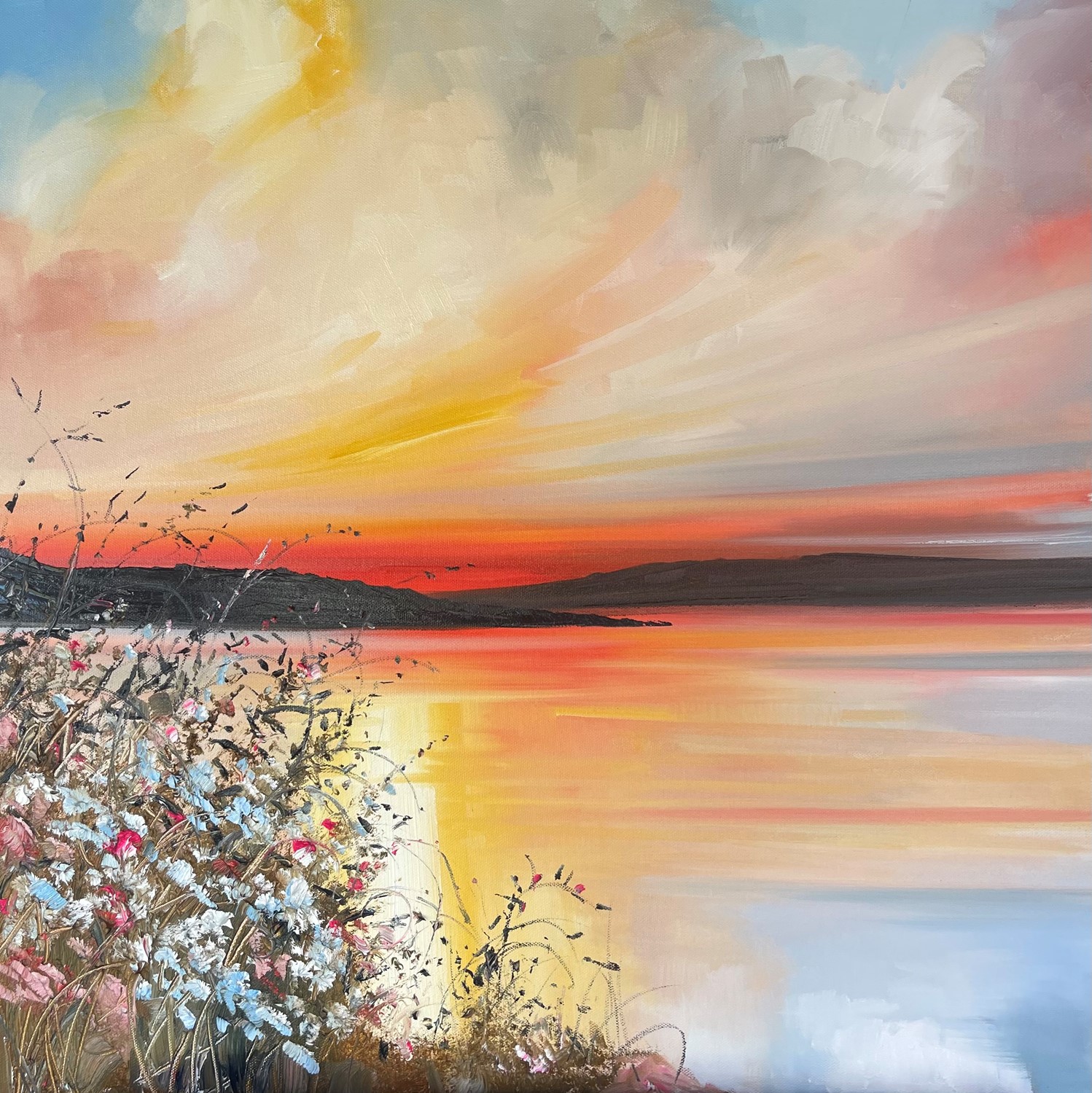 'Sunset from the hedgerows' by artist Rosanne Barr