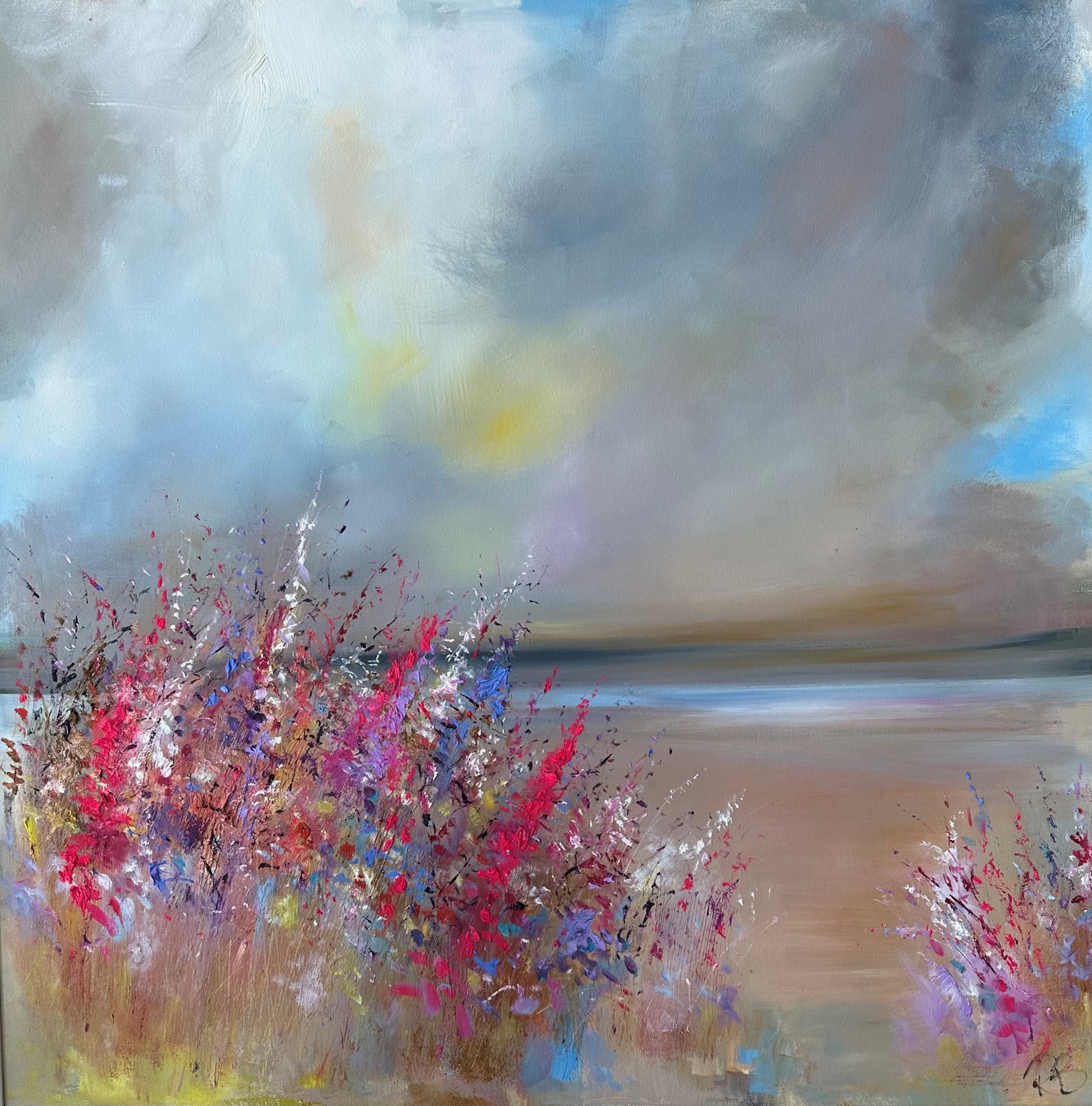 'Wild flowers against a Brooding Sky ' by artist Rosanne Barr