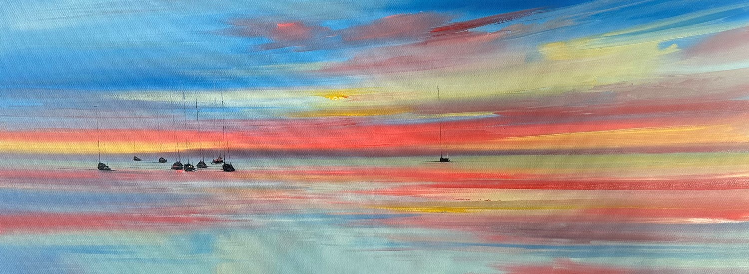 'pink reflections across the estuary ' by artist Rosanne Barr