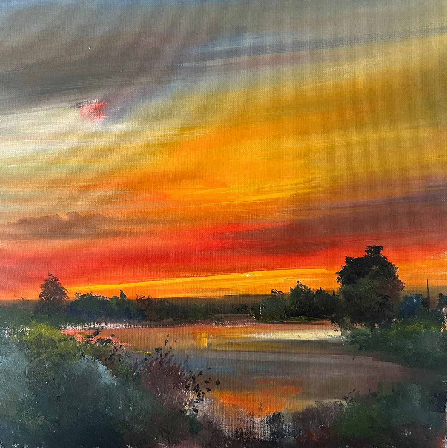 'By the reservoir at sundown' by artist Rosanne Barr