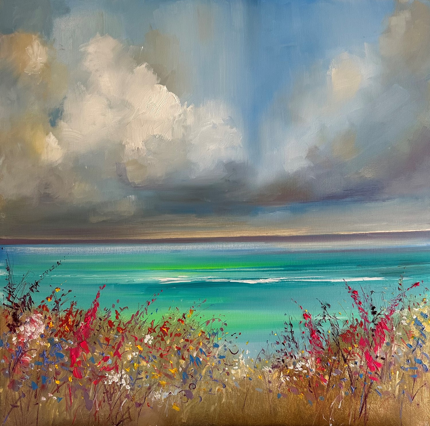 'Wildflowers and teal shores ' by artist Rosanne Barr