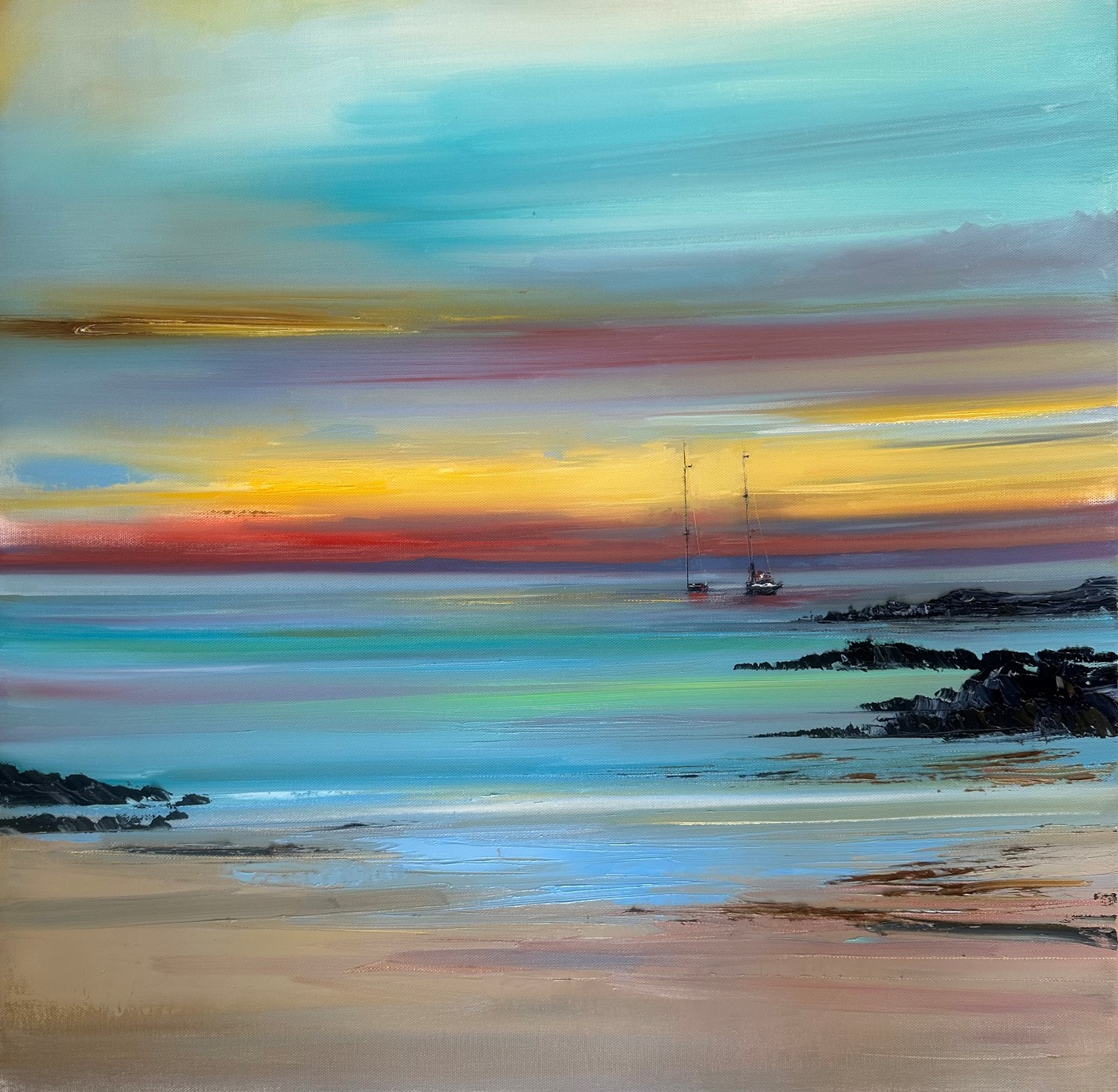 'A couple of yachts waiting for the day' by artist Rosanne Barr