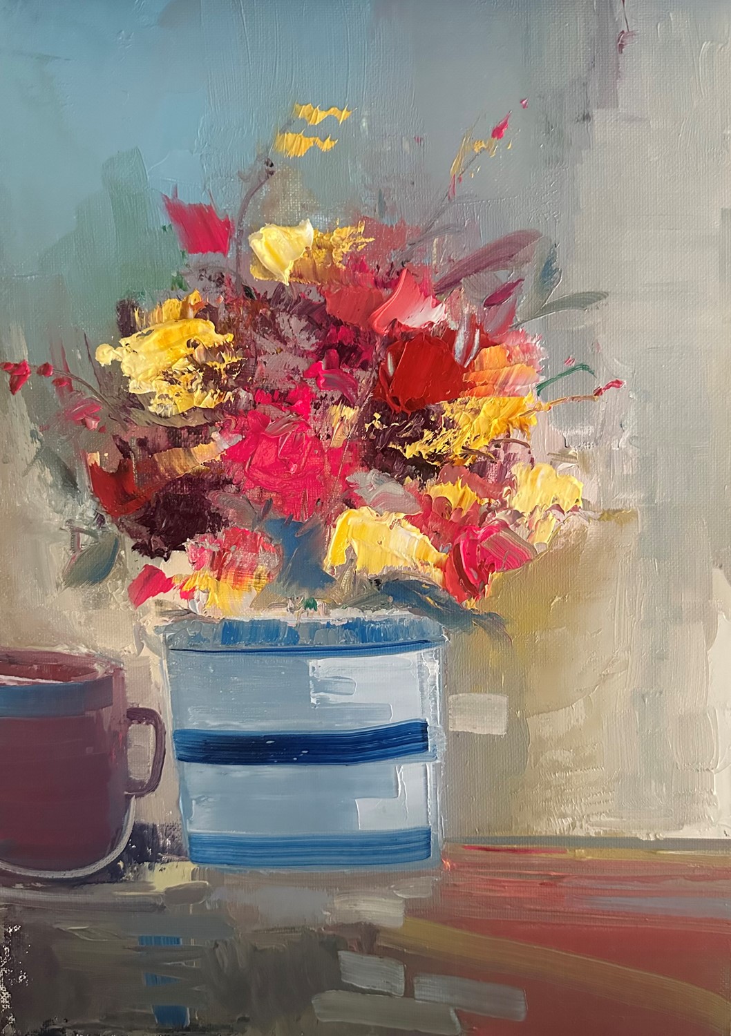'Striped vase and coffee cup' by artist Rosanne Barr