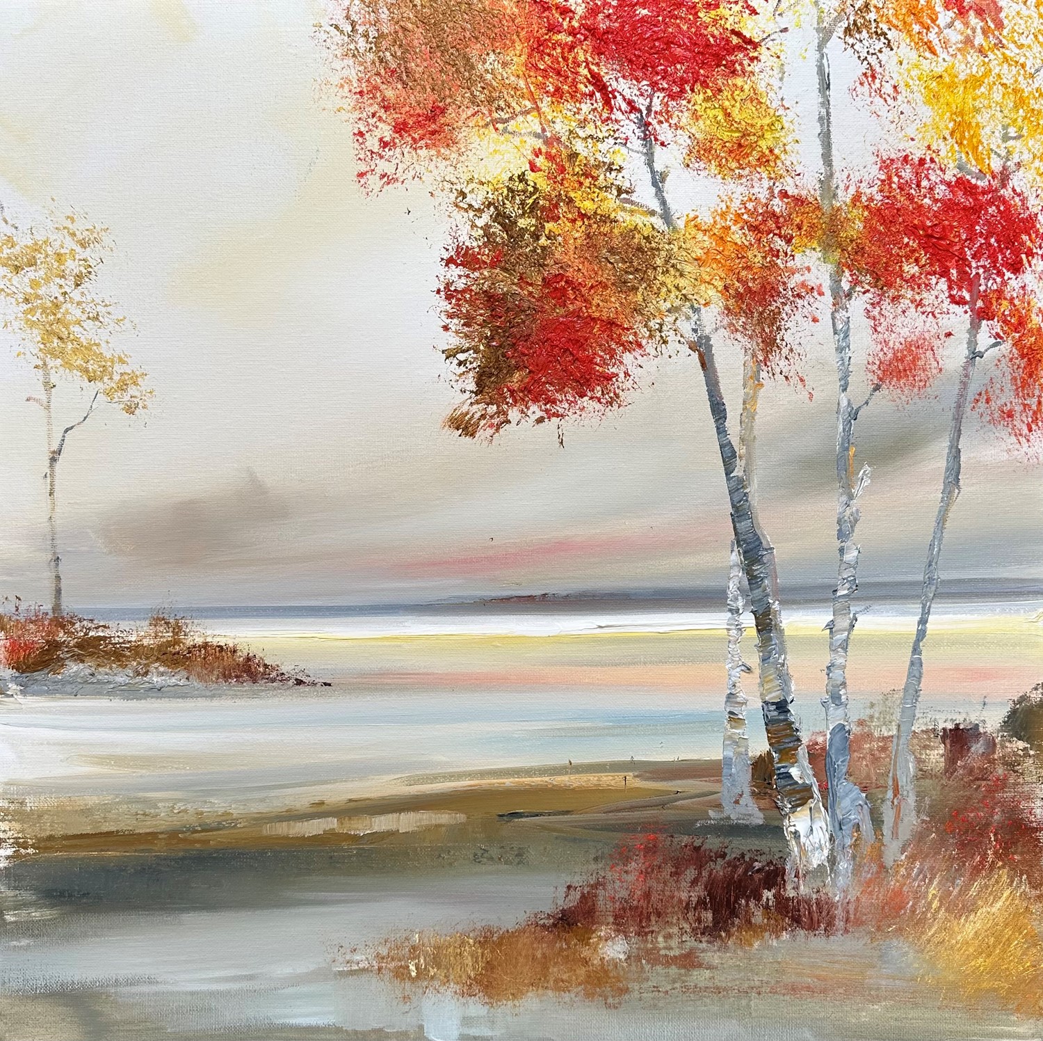 'Autumn silver birch trees ' by artist Rosanne Barr